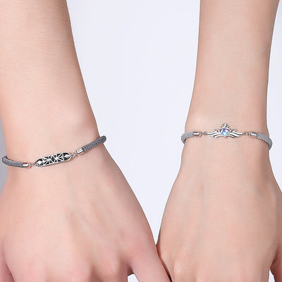 Pulsera de Plata S925 Pareja Caballero Princesa con Correa de Mano - Image 2