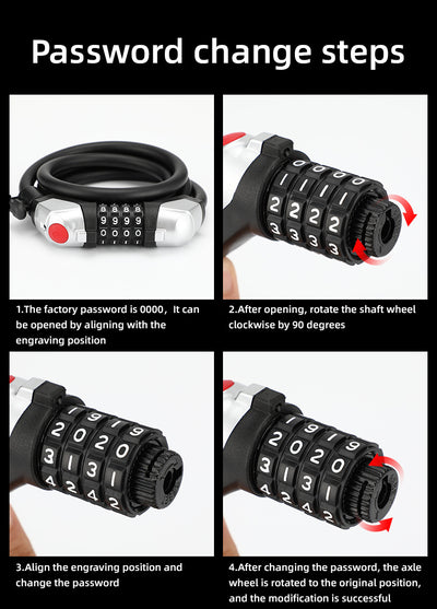Candado de Bicicleta con Código 4 Dígitos, Núcleo de Aleación Ligera y Luz LED - Image 11