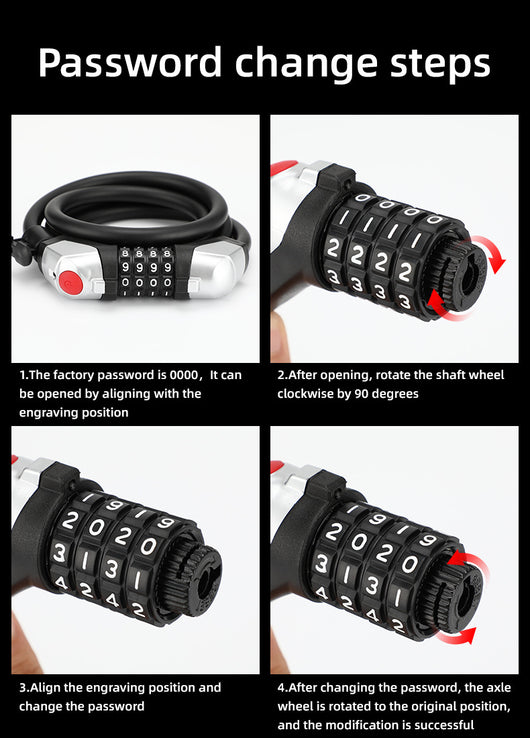 Candado de Bicicleta con Código 4 Dígitos, Núcleo de Aleación Ligera y Luz LED - Image 11