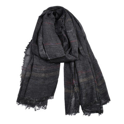 Bufanda Hombre Invierno Rayas Algodón Lino Colores Sólidos - Image 3