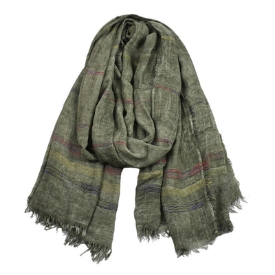 Bufanda Hombre Invierno Rayas Algodón Lino Colores Sólidos