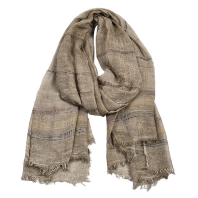 Bufanda Hombre Invierno Rayas Algodón Lino Colores Sólidos - Image 2