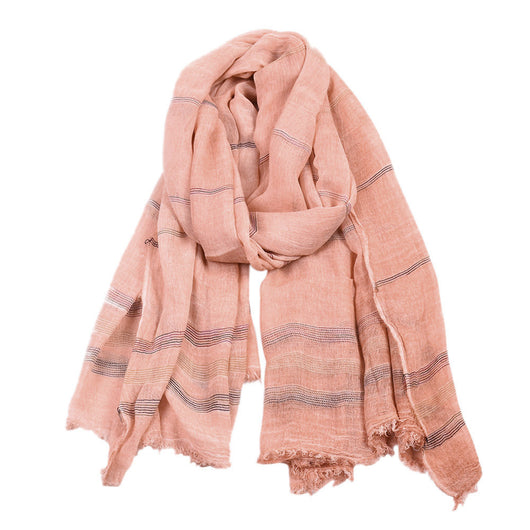 Bufanda Hombre Invierno Rayas Algodón Lino Colores Sólidos - Image 5