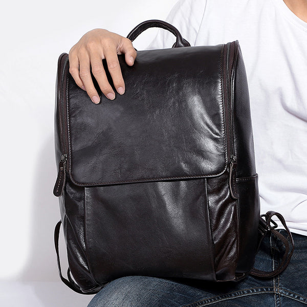 Mochila Ejecutiva de Cuero para Laptop 15.6" - Diseño Retro de Alta Capacidad