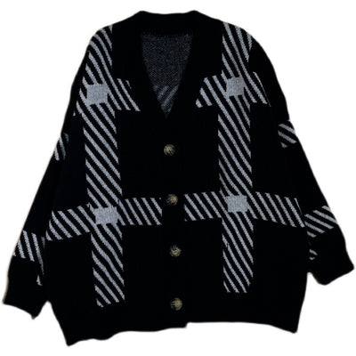 Cardigan Retro a Cuadros para Mujer - Chaqueta Vintage - Image 6