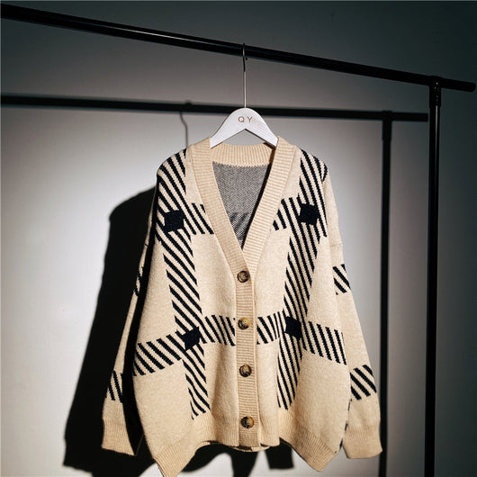 Cardigan Retro a Cuadros para Mujer - Chaqueta Vintage - Image 8