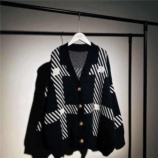 Cardigan Retro a Cuadros para Mujer - Chaqueta Vintage - Image 5