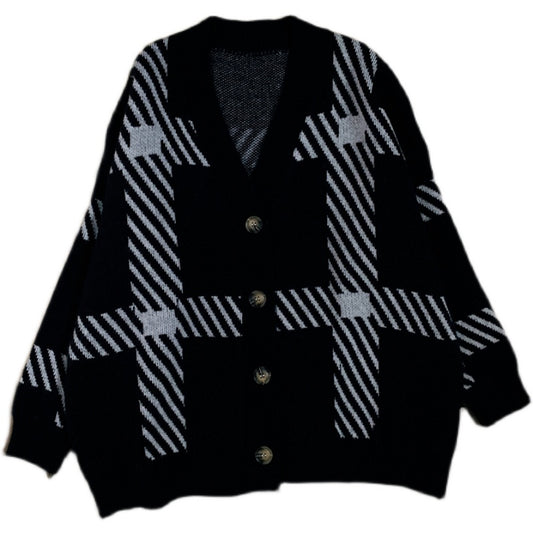 Cardigan Retro a Cuadros para Mujer - Chaqueta Vintage