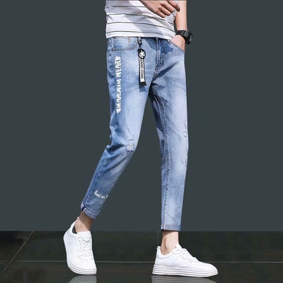 Pantalones Casuales Hombre con Detalles Perforados 9 Puntos - Image 2