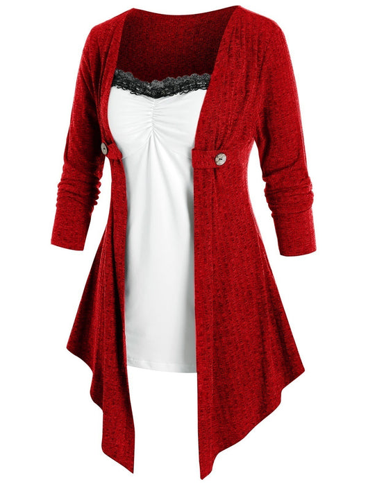 Vestido Bicolor de Manga Larga con Efecto Dos Piezas - Image 8