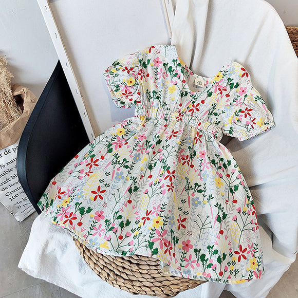 Vestido Princesa Niña con Falda Larga Estampado Floral