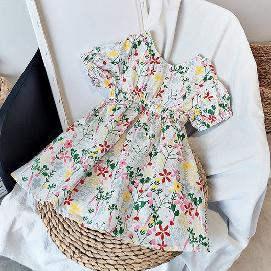 Vestido Princesa Niña con Falda Larga Estampado Floral