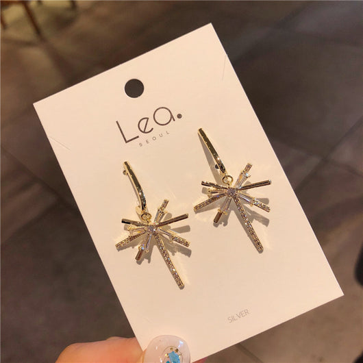 Aretes de Aguja Plateada con Borla de Fuegos Artificiales y Circonita de Personalidad - Image 5