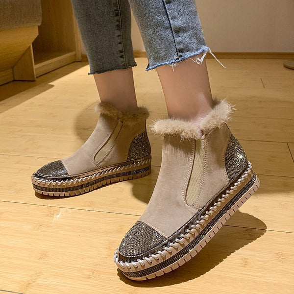 Botas de Invierno con Strass y Terciopelo - Calidez y Estilo para la Temporada Fría