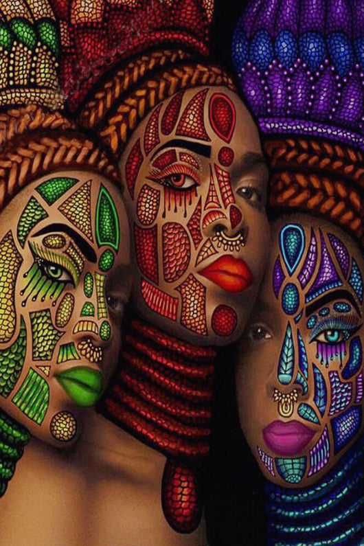 Cuadro de Pintura de Diamantes - Tres Niñas Afrodescendientes Llenas de Brillo