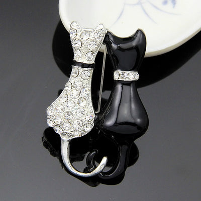 Broche Doble Zorro Diamante en Blanco y Negro - Image 6