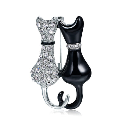 Broche Doble Zorro Diamante en Blanco y Negro - Image 10