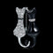 Broche Doble Zorro Diamante en Blanco y Negro