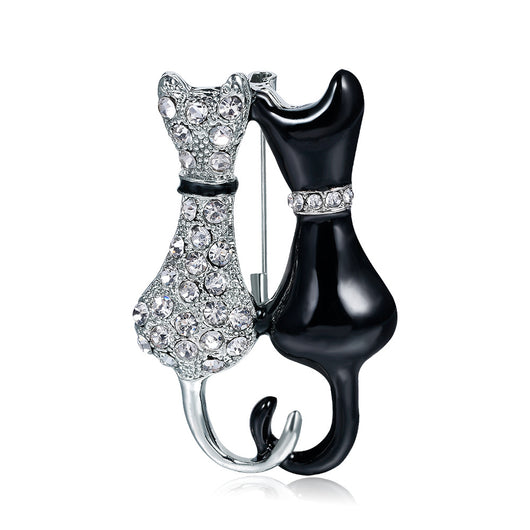 Broche Doble Zorro Diamante en Blanco y Negro - Image 5