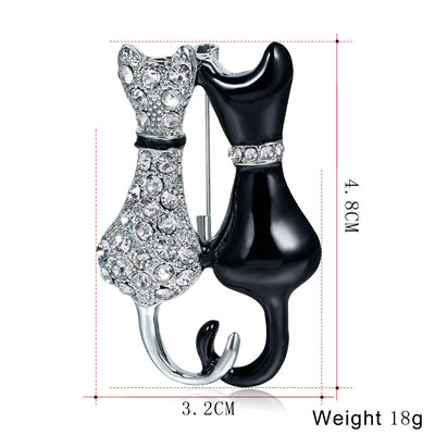 Broche Doble Zorro Diamante en Blanco y Negro - Image 3