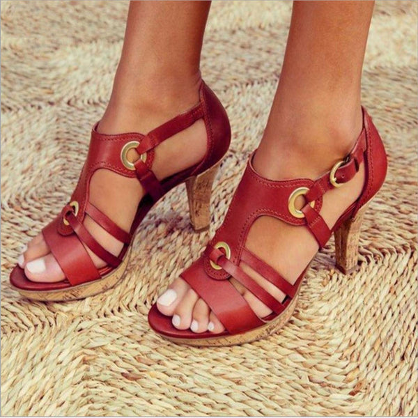 Sandalias de Tacón Alto con Punta Redonda para Mujer