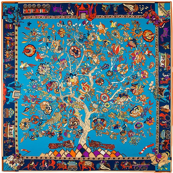 Pañuelo Viajero Árbol de la Vida 130cm - Diseño Étnico Flores para Mujer