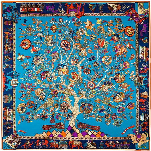 Pañuelo Viajero Árbol de la Vida 130cm - Diseño Étnico Flores para Mujer