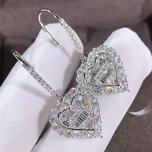 Aretes de Circonia Cúbica con Forma de Calor para Bodas y Compromisos