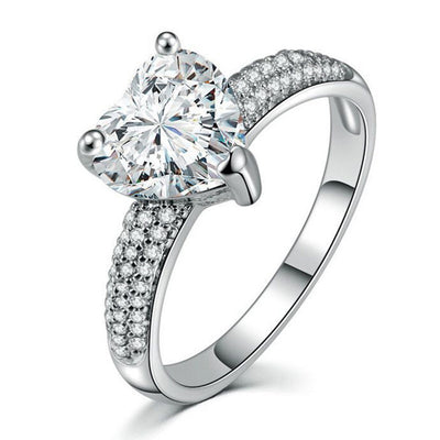 Anillo de Corazón Circonia Blanca Chapado en Oro Blanco - Image 10