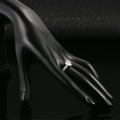 Anillo de Corazón Circonia Blanca Chapado en Oro Blanco - Image 12
