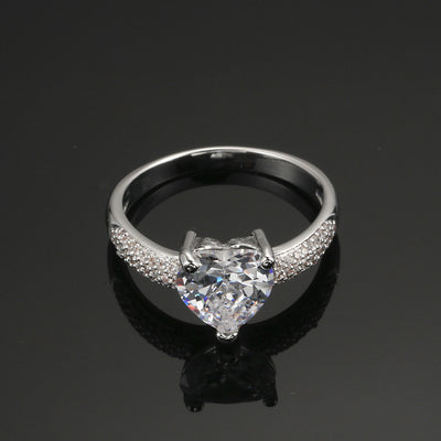 Anillo de Corazón Circonia Blanca Chapado en Oro Blanco - Image 13