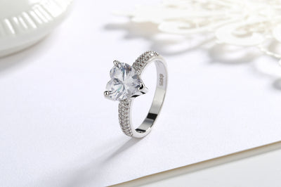 Anillo de Corazón Circonia Blanca Chapado en Oro Blanco - Image 14