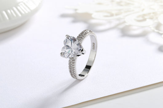Anillo de Corazón Circonia Blanca Chapado en Oro Blanco - Image 14