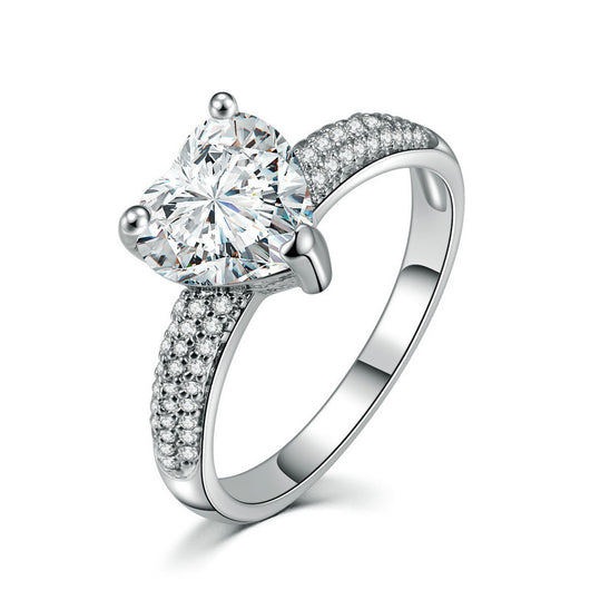 Anillo de Corazón Circonia Blanca Chapado en Oro Blanco - Image 15