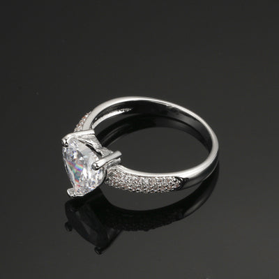 Anillo de Corazón Circonia Blanca Chapado en Oro Blanco - Image 8