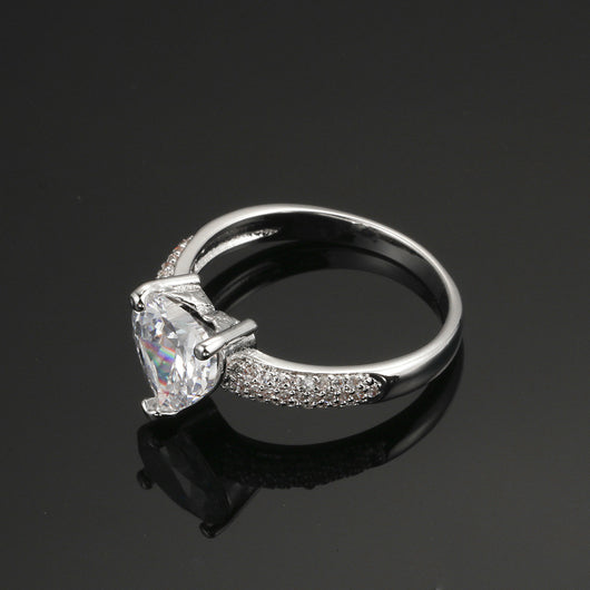 Anillo de Corazón Circonia Blanca Chapado en Oro Blanco - Image 8