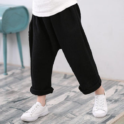 Pantalones Cortos Harem de Algodón y Lino para Niños - Estilo Casual Verano - Image 3