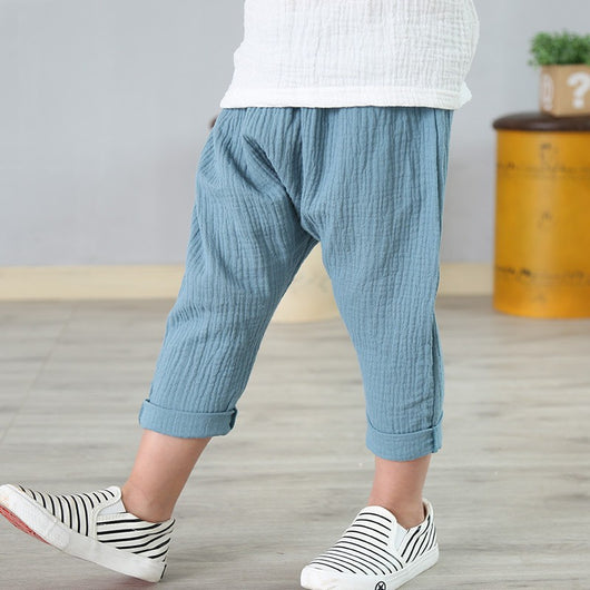 Pantalones Cortos Harem de Algodón y Lino para Niños - Estilo Casual Verano - Image 4