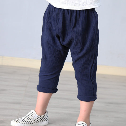 Pantalones Cortos Harem de Algodón y Lino para Niños - Estilo Casual Verano - Image 2