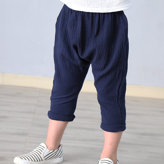 Pantalones Cortos Harem de Algodón y Lino para Niños - Estilo Casual Verano - Image 2
