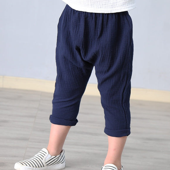 Pantalones Cortos Harem de Algodón y Lino para Niños - Estilo Casual Verano