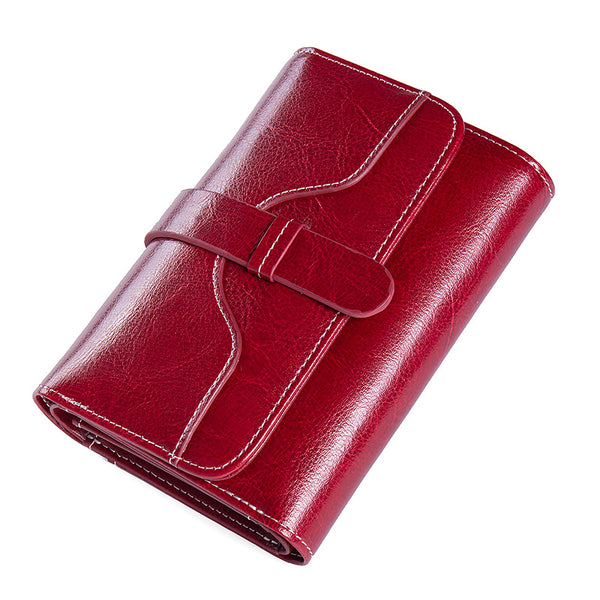 Billetera Monedero Vintage de Cuero Encerado con Broche - Image 5