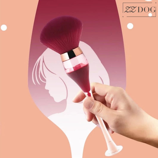 Brocha de Maquillaje Fluida Forma Copa de Vino - Aplicador Profesional de Polvo y Rubor