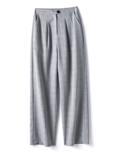 Pantalón Ancho Cuadros Cintura Alta Primavera Mujer - Image 7