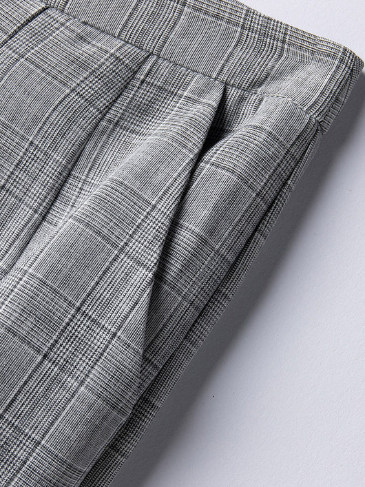 Pantalón Ancho Cuadros Cintura Alta Primavera Mujer - Image 3