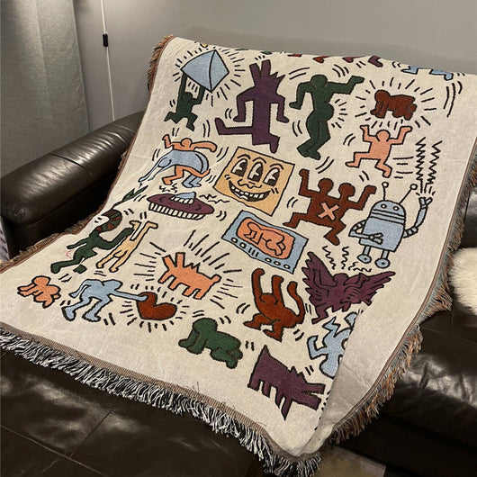 Manta Decorativa Graffiti Haring de Estilo Casual - Image 8