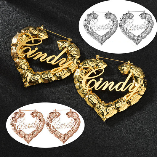 Arracadas de Bambú con Letras - Estilo Queen, Love, Sexy