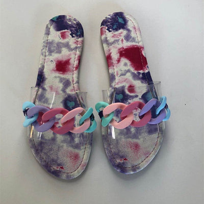 Sandalias y Pantuflas de Moda con Cadena de Colores Pastel para Mujer - Image 8