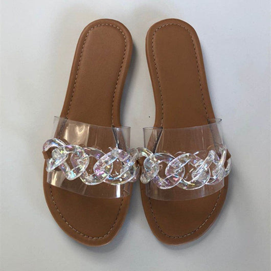 Sandalias y Pantuflas de Moda con Cadena de Colores Pastel para Mujer - Image 10