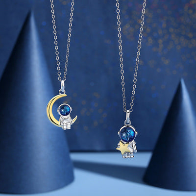 Collar de Pareja Astronauta en Plata Esterlina - Cadena para el Pecho - Image 11